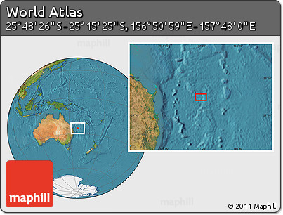 Satellite Location Map of the Area around 25° 31' 56" S, 157° 19' 29" E