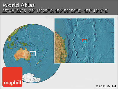 Satellite Location Map of the Area around 25° 31' 56" S, 157° 19' 29" E