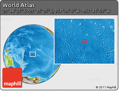 Physical Location Map of the Area around 25° 31' 56" S, 157° 10' 30" W