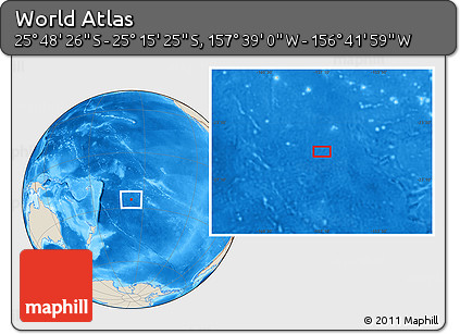Shaded Relief Location Map of the Area around 25° 31' 56" S, 157° 10' 30" W