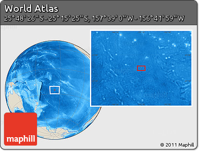 Shaded Relief Location Map of the Area around 25° 31' 56" S, 157° 10' 30" W