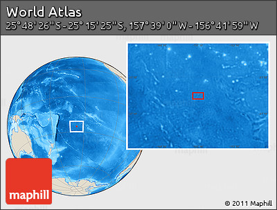 Shaded Relief Location Map of the Area around 25° 31' 56" S, 157° 10' 30" W