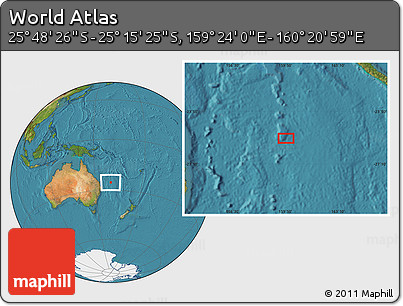 Satellite Location Map of the Area around 25° 31' 56" S, 159° 52' 30" E