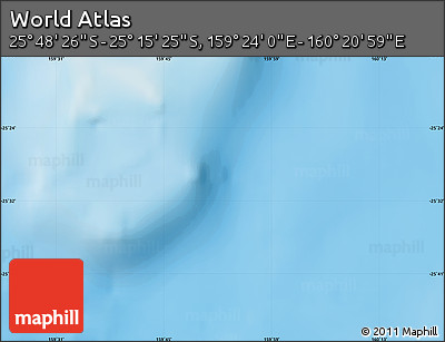Physical Map of the Area around 25° 31' 56" S, 159° 52' 30" E