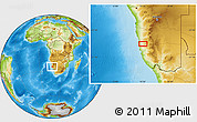 Physical Location Map of the area around 25° 31' 56" S, 15° 22' 30" E