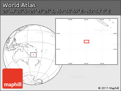 Blank Location Map of the Area around 25° 31' 56" S, 162° 25' 30" E
