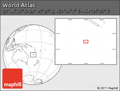 Blank Location Map of the Area around 25° 31' 56" S, 164° 7' 30" E