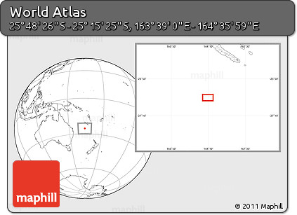 Blank Location Map of the Area around 25° 31' 56" S, 164° 7' 30" E