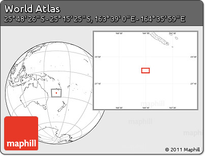 Blank Location Map of the Area around 25° 31' 56" S, 164° 7' 30" E