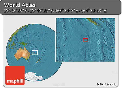 Satellite Location Map of the Area around 25° 31' 56" S, 164° 7' 30" E