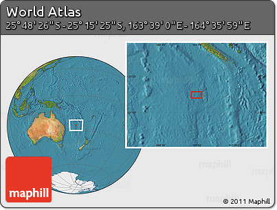 Satellite Location Map of the Area around 25° 31' 56" S, 164° 7' 30" E