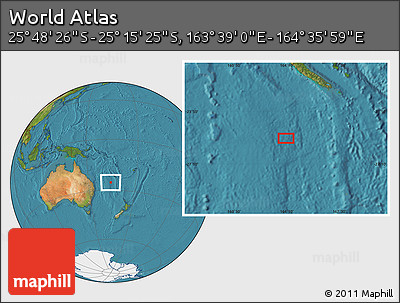 Satellite Location Map of the Area around 25° 31' 56" S, 164° 7' 30" E