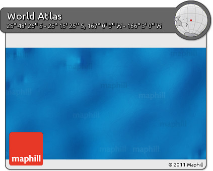 Shaded Relief 3D Map of the Area around 25° 31' 56" S, 166° 31' 30" W