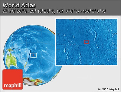 Physical Location Map of the Area around 25° 31' 56" S, 166° 31' 30" W
