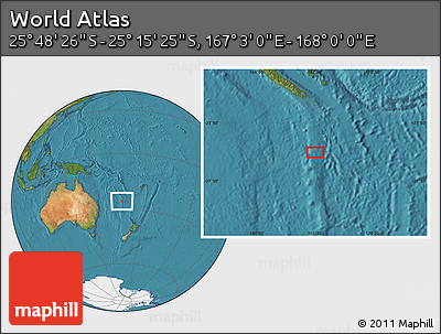 Satellite Location Map of the Area around 25° 31' 56" S, 167° 31' 30" E