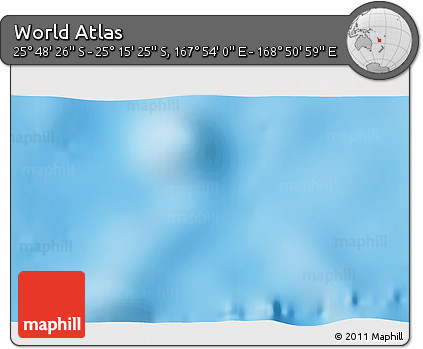 Shaded Relief 3D Map of the Area around 25° 31' 56" S, 168° 22' 30" E