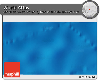 Shaded Relief 3D Map of the Area around 25° 31' 56" S, 168° 13' 29" W