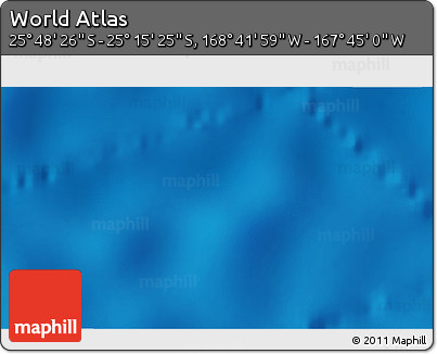 Shaded Relief 3D Map of the Area around 25° 31' 56" S, 168° 13' 29" W