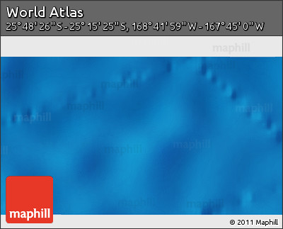 Shaded Relief 3D Map of the Area around 25° 31' 56" S, 168° 13' 29" W