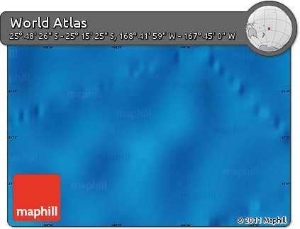 Physical Map of the Area around 25° 31' 56" S, 168° 13' 29" W