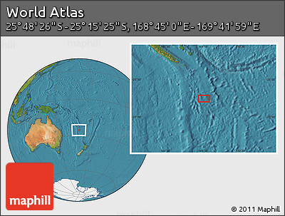 Satellite Location Map of the Area around 25° 31' 56" S, 169° 13' 29" E