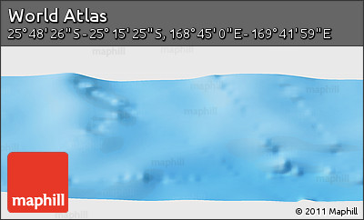 Physical Panoramic Map of the Area around 25° 31' 56" S, 169° 13' 29" E