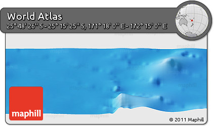 Physical Panoramic Map of the Area around 25° 31' 56" S, 171° 46' 30" E