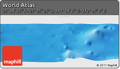 Physical Panoramic Map of the Area around 25° 31' 56" S, 171° 46' 30" E