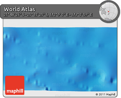 Physical 3D Map of the Area around 25° 31' 56" S, 172° 37' 30" E