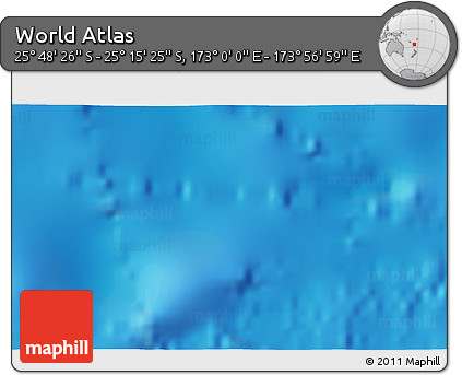 Shaded Relief 3D Map of the Area around 25° 31' 56" S, 173° 28' 29" E