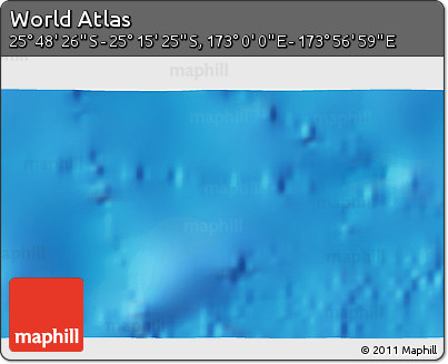 Shaded Relief 3D Map of the Area around 25° 31' 56" S, 173° 28' 29" E