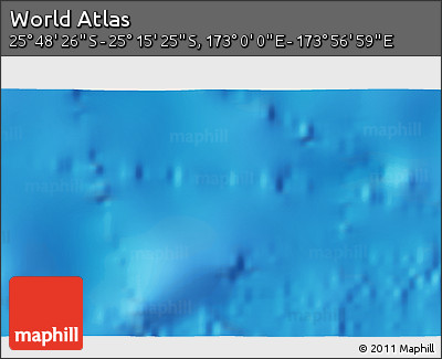 Shaded Relief 3D Map of the Area around 25° 31' 56" S, 173° 28' 29" E