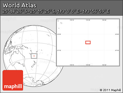Blank Location Map of the Area around 25° 31' 56" S, 173° 28' 29" E