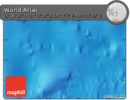 Physical Map of the Area around 25° 31' 56" S, 173° 28' 29" E