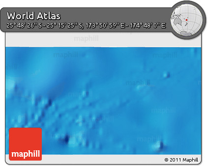 Physical 3D Map of the Area around 25° 31' 56" S, 174° 19' 29" E