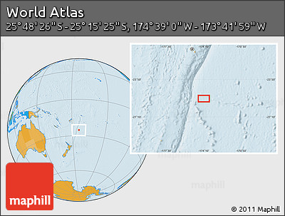 Political Location Map of the Area around 25° 31' 56" S, 174° 10' 30" W