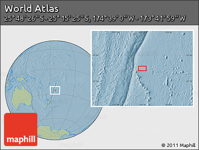 Savanna Style Location Map of the Area around 25° 31' 56" S, 174° 10' 30" W, hill shading