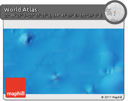 Physical 3D Map of the Area around 25° 31' 56" S, 175° 10' 30" E