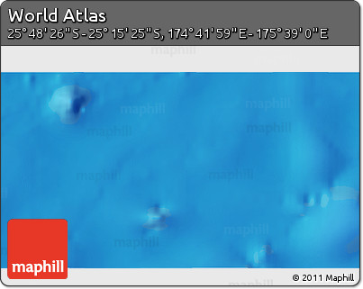 Physical 3D Map of the Area around 25° 31' 56" S, 175° 10' 30" E