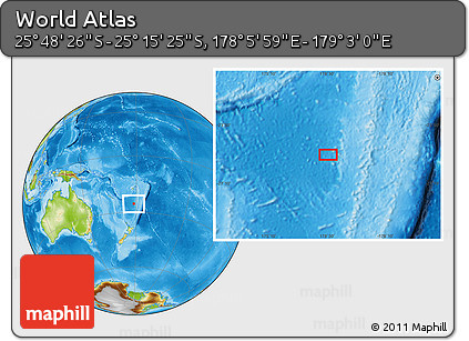 Physical Location Map of the Area around 25° 31' 56" S, 178° 34' 29" E