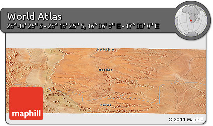 Satellite Panoramic Map of the Area around 25° 31' 56" S, 17° 4' 30" E
