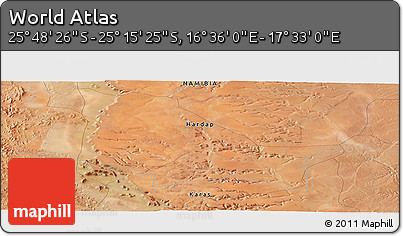Satellite Panoramic Map of the Area around 25° 31' 56" S, 17° 4' 30" E
