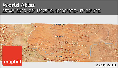 Satellite Panoramic Map of the Area around 25° 31' 56" S, 17° 4' 30" E