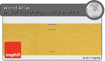 Physical Panoramic Map of the Area around 25° 31' 56" S, 18° 46' 29" E