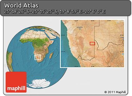 Satellite Location Map of the Area around 25° 31' 56" S, 19° 37' 30" E