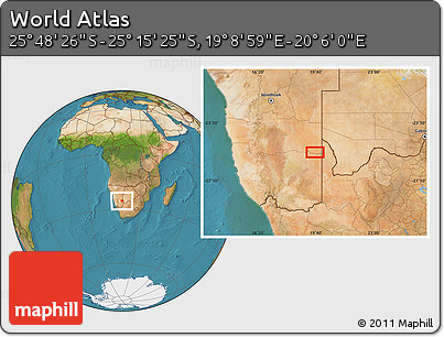 Satellite Location Map of the Area around 25° 31' 56" S, 19° 37' 30" E