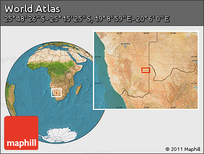 Satellite Location Map of the Area around 25° 31' 56" S, 19° 37' 30" E