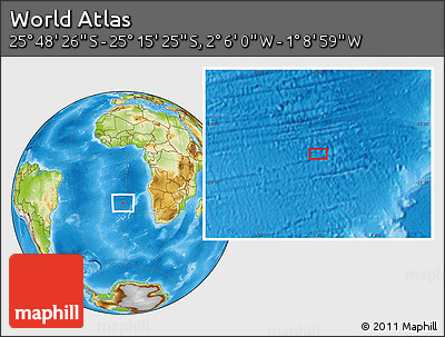 Physical Location Map of the Area around 25° 31' 56" S, 1° 37' 30" W