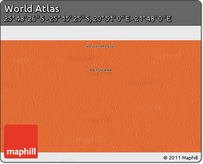 Political 3D Map of the Area around 25° 31' 56" S, 21° 19' 30" E