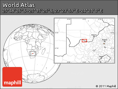 Blank Location Map of the Area around 25° 31' 56" S, 23° 52' 30" E